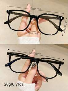 1 Pair Unisex Rivet Square Minimalist Glasses, Suitable For Computer, Gaming, TV, Smartphone, Transparent Lenses, Eye Protection - Multicolor - View 4