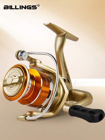 BILLINGS 纺车轮，5.2:1齿轮比淡水渔轮，最大拖拽力10公斤，强力海水纺车轮，金属线杯，折叠摇臂，左右摇柄可互换