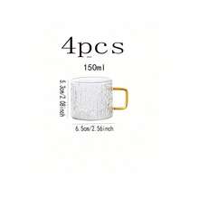 12/6/4/2件套 树皮纹理 150毫升 小巧可爱美观耐热透明浓缩咖啡玻璃杯，咖啡杯，玻璃杯，功夫热茶杯，咖啡配件茶具套装 - 無色 - 查看 10