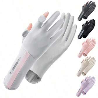 Women's UV Protection Sunscreen Gloves, Made Of Ice Silk Material - Cool Touch, Ultra-Thin, Lightweight And Breathable, Ideal For Summer Outdoor Cycling, Affordable And A Great Gift Choice