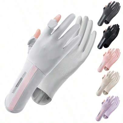 Women's UV Protection Sunscreen Gloves, Made Of Ice Silk Material - Cool Touch, Ultra-Thin, Lightweight And Breathable, Ideal For Summer Outdoor Cycling, Affordable And A Great Gift Choice