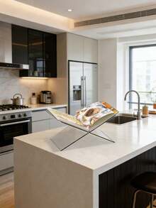 1pc Acrylic Bookshelf, X-Shaped Transparent Bookshelf, Acrylic Bookshelf, Bible Rack, Acrylic Book Display Shelf, Food Display Shelf, Acrylic Reading Rack, Kitchen Recipe Shelf, Transparent X-Shaped Bookshelf, Desktop Display Rack, Magazine & Book Storage Rack - Multicolor - View 3