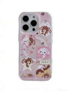 1pc Magnetic 2-In-1 Pink Heart Dessert Rabbit Case Compatible With IPhone 11/12/13/14/15/16/17/Pro Max - Pink - View 3