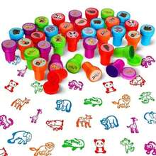 26 piezas de sellos de animales lindos - Ideal para educadores, celebraciones y proyectos de manualidades - Material de plástico (26 patrones aleatorios), perfecto para la temporada de regreso a clases - Multicolor - Ver 5