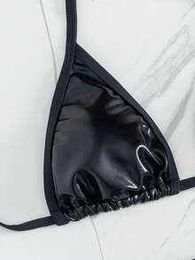 New Women's Bikini Swimwear Set, Sexy Backless Tie-Up Beach Vacation Swimwear - Black - View 6