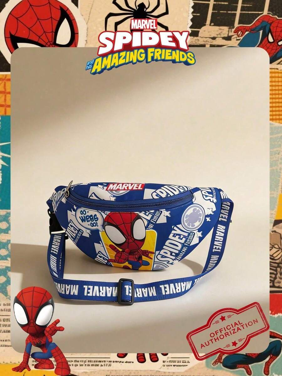 Marvel 1个漫威官方授权蜘蛛侠图案腰包，多功能斜挎包，男童休闲单肩包，轻便可调节肩带胸包，卡通零钱包，臀包，适合男孩、青少年、年轻粉丝、学生，完美适用于日常上学、户外玩耍、主题公园游玩、假日旅行、运动。 - VHF52234-S - 查看 1