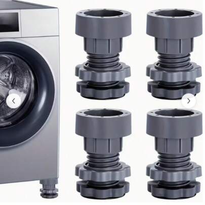 4 Pies Elevadores para Nevera y Electrodomésticos, Base Soporte para Cama, Silla, Sofá y Lavadora, Resistentes, Antideslizantes, Altura Ajustable, Negro