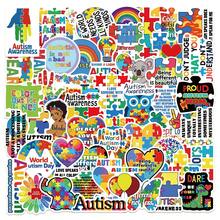 50pcs Autism Awareness Stickers Aesthetic Vibes For Journal, Phone Case, Tablet, Water Bottle, Desk, Helmet, Bike, Luggage, Waterproof Decals - Multicolor - View 9