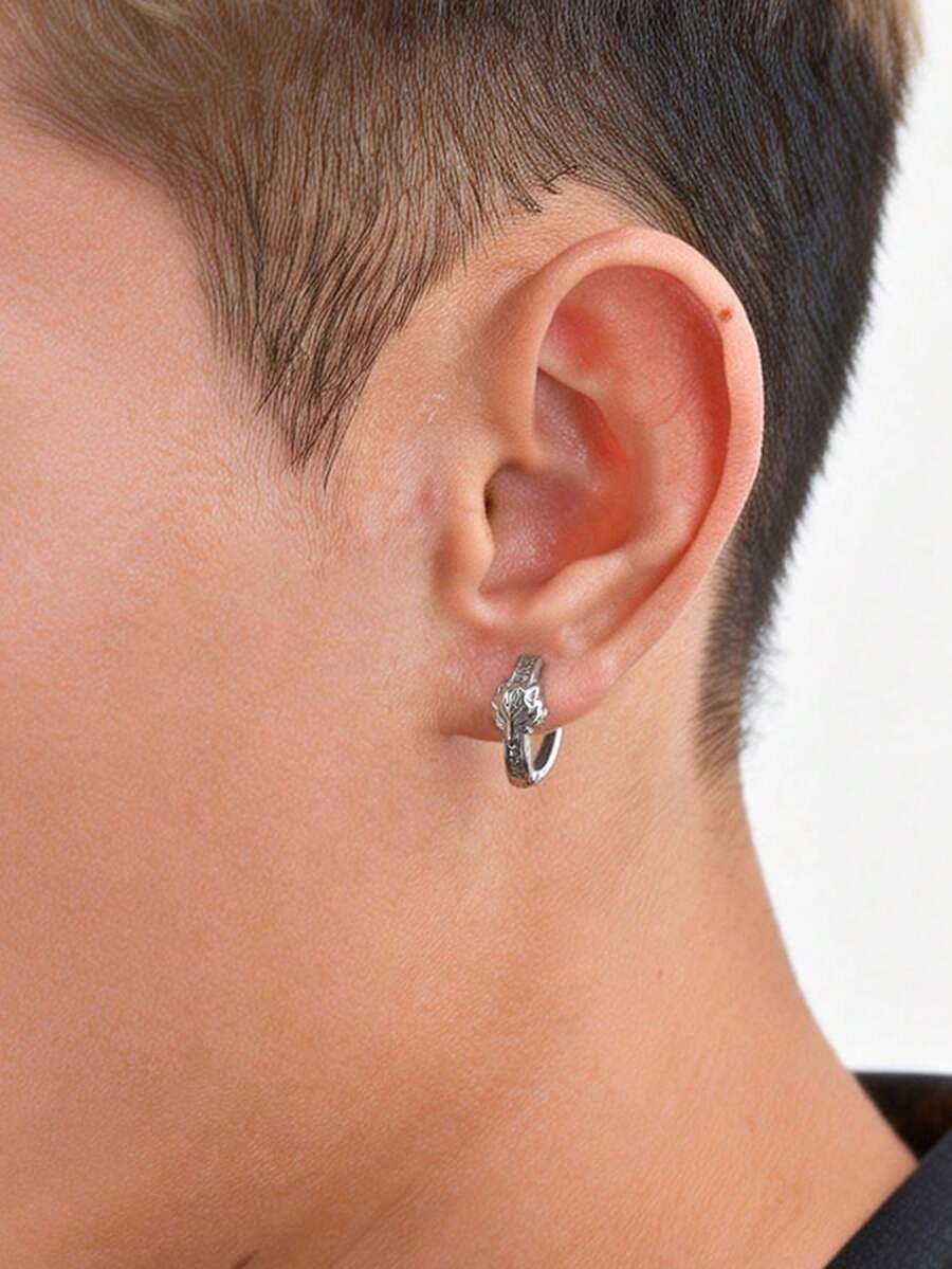 1 đôi bông tai hình học bằng thép không gỉ dành cho nam giới