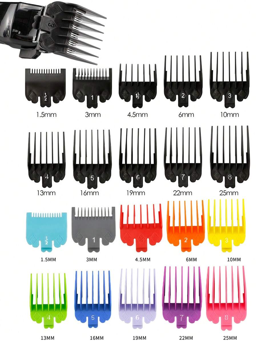 10pcs/Set Plastic Electric Clipper Limit Comb, Suitable For Barber Shop Hair Cutting, Gradient Hair Trimmer Ruler Positioning Comb For 8148/8504 - Multicolor - View 1