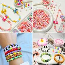 300 piezas Conjunto de cuentas de silicona de colores aleatorios, cuentas sueltas redondas de 9mm, adecuadas para hacer joyas DIY, llaveros, pulseras, collares, manualidades - Múltiples colores clásicos - Multicolor - Ver 5