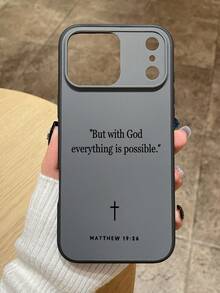 1个“但在神凡事都能”马太福音19:26经文双色手机壳，TPU边框+硬质PC背板双层保护，波浪形防滑+纹理按键，励志宗教十字架图案，兼容和Galaxy手机 - 灰色 - 查看 7