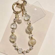 高级水晶串珠腕带，优雅手工手机挂绳，奢华手链包饰 - 彩色 - 查看 2