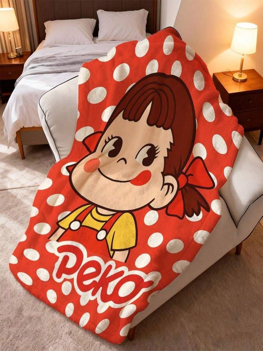 Pecorine Character Print Blanket: Soft Polyester, Warm And Comfortable, Flannel, Suitable For Sofas, Beds, Cars, Offices, Camping, And Travel. All Seasons, Gift Blanket, Camping Accessory, Fun Design, Durable Fabric. - White - View 1