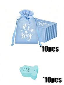 10/20pcs Baby Shower Party Guest Gift Bags, Boy/Girl Satin Drawstring Gift Bags, Gender Reveal Decorations, Baby Shower Party Drawstring Pouches - Multicolor - View 16