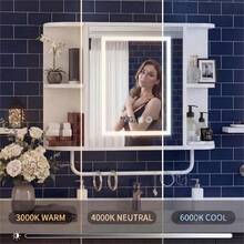 Espejo de Baño LED con Touch 3 Modos de Luz Organizador Integrado 40x60cm Diseño Moderno y Funcional - Negro - Ver 6