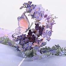 Thiệp chúc mừng gấp 3D với bó hoa tím và bướm, thích hợp cho sinh nhật, ngày lễ, đám cưới, Ngày Valentine, Giáng sinh, Lễ Tạ ơn, kỷ niệm, lễ tốt nghiệp, Eid và các dịp khác. - Mảnh duy nhất - Xem 8
