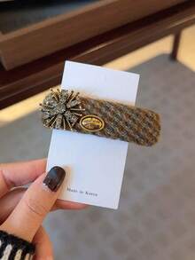 1个女士水钻装饰发夹，复古金属杆一体式发夹，少女刘海夹，水钻向日葵金属杆侧夹，百搭通勤发饰 - 彩色 - 查看 6