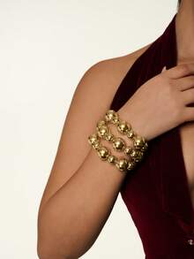 3pcs/Set Gothic Retro Large CCB Chain Bracelet, Women's Classic Elastic Beaded Bracelet, Couples Bracelet - Bracelet - View 2