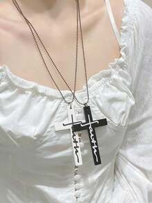 1 chiếc vòng cổ mặt thánh giá bằng gỗ đen trắng theo phong cách Gothic cổ điển, phụ kiện trang sức thời trang thích hợp cho đám cưới, lễ hội âm nhạc, cosplay - Nhiều màu - Xem 14