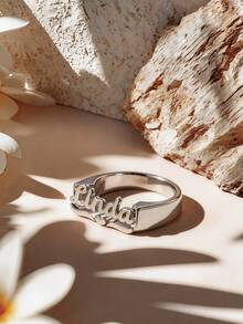 定制个性化名字说唱歌手风格心形和蕾丝花雕花戒指，父亲节礼物，母亲节礼物，情人节礼物，生日周年纪念礼物，毕业礼物，圣诞礼物，送给家人、朋友和同学的高端礼物，时尚、秋季时尚、复古、野性、朋克定制、个性化、独特，适合送给女朋友、妈妈、家人、朋友、女儿、她、祖父母、男朋友、爸爸、儿子的周年纪念日、生日、日常穿着、舞会、母亲节、情人节、毕业典礼、婚礼、父亲节、派对 - 銀色 - 查看 60