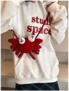 Versatile Casual Hand-Woven Women's Backpack In Crab Style, Suitable For Parties, Weddings, And Daily Wear, Comes With A Small Gift - 紅色螃蟹 - 查看 4