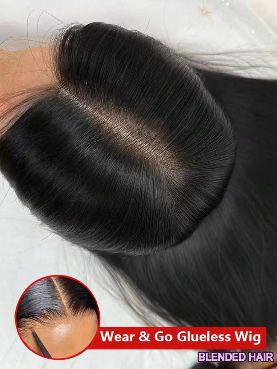 24 Inch 1B Black Straight Lace Front Wig, 200% Density, 13x6/13x4 Lace Front Wig And 5*5 Lace Closure Wig, Natural Hairline With Baby Hair, Bone Straight Lace Front Wig, Pre-Plucked Hairline, Short Dark Brown Bob Straight Lace Front Wig