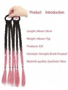 2pcs Synthetic Ponytail Hair Scrunchies, Elastic Gradient Braid Scrunchies - Multicolor - View 3