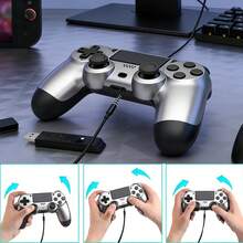 Upgraded Wireless P-4 Controller, 1000mAh Long-Lasting Battery & USB-C Cable, Dual Shock Vibration & Precision 6-Axis Gyro Sensor, Multi-Touch Pad & Share Button, Compatible With P-Aystation 4 / P*4 Slim / P*4 Pro / PC Gaming, Includes Stereo Headset Jack - Màu Xám nhạt - Xem 1