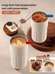 1个450毫升/15.2盎司温度测量保温杯，触摸温度显示咖啡杯，316不锈钢真空保温瓶，双层防漏弹跳盖保温瓶 - 彩色 - 查看 10