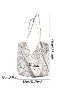 1个定制名字大容量手提袋，波点帆布手提包，女士单肩包，多功能购物袋，休闲收纳手提袋，秋冬时尚，新款设计，个性化礼物，大容量，适合日常使用，旅行购物，工作商务，通勤，新年礼物，情人节礼物，复活节礼物，母亲节礼物，独立日礼物，婚礼季礼物，毕业季礼物，音乐季礼物，或生日礼物 - 彩色 - 查看 11