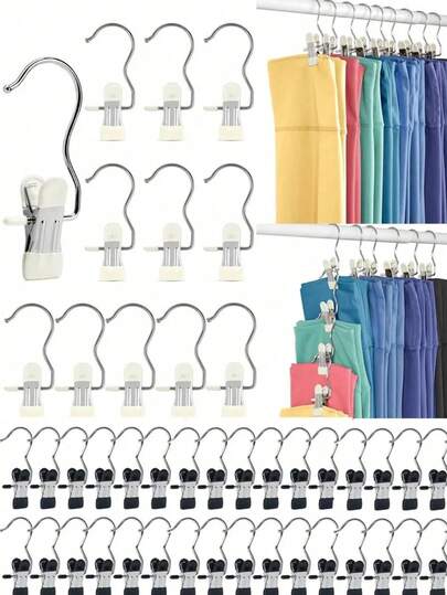 10/30 pièces Pinces à linge de haute qualité en acier inoxydable, Porte-pantalon réglable en métal avec pinces, Pinces à linge avec crochets, Pinces à vêtements portables pour vêtements, pantalons, jupes, décoration, décoration de fête