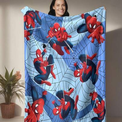Marvel This Is A Spider-Man Themed Flannel Blanket, With A Light Blue Gradient As The Base Color, Paired With The Classic High-Saturation Red And Blue Colors Of Spider-Man. The Muted Base Color Reduces Visual Stimulation, While The Character Colors Stand Out For Easy Identification. It Has The Features Of Being Aesthetically , Warm, And Soft, Suitable For Use As A Sofa Throw, Nap Blanket, Or Bedding Decoration.
