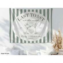 1PC Custom Beach Bachelorette Party Banner Decor Last Toast On The Coast Tapestry Sign Seashell Cocktail Martini Bach Weekend Photo Backdrop, 5 Sizes Available - 白色 - 查看 6