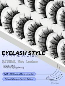 GROINNEYA 8 Pairs Wet Look Eyelashes Manga Faux Mink Lashes Natural & Lengthening Eyelashes Y2K Style Cartoon Style Moisturizing False Eyelashes Cute Girl Style Pointed False Eyelashes Anime Cosplay Perfect For Daily Wear & Themed Parties Strip Lashes - View 5