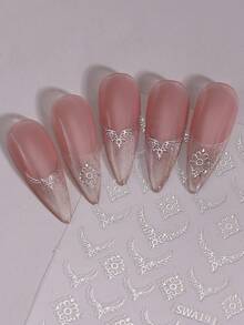 4片装金属法式线条美甲贴纸，奢华法式贴花，自粘式DIY图腾滑块，美甲装饰，婚礼日常美甲用品 - 彩色 - 查看 9