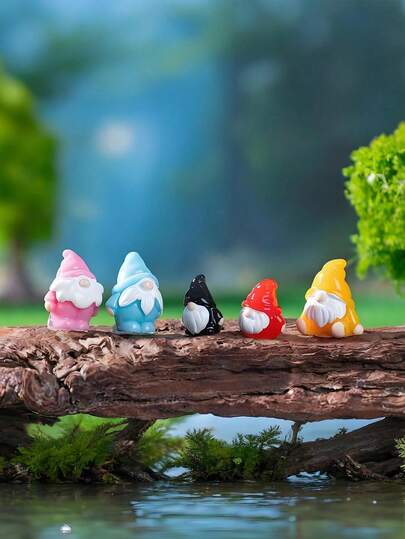10pcs Mini Resin Dwarf Figurines, Christmas Home Decor Dwarf Sculptures, DIY Fairy Garden And Miniature Landscape Crafts, Christmas Gift Bag Fillers, Party Favors And Birthday Gifts