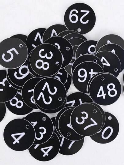 50 piezas Etiquetas de números de plástico, sin necesidad de electricidad, fácil montaje de números de casa y de para restaurantes, eventos - Discos identificadores de plástico duraderos y ligeros