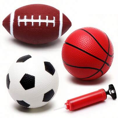 Mini Basketball, Soccer Ball, Rugby Ball Inflatable Ball Set, Suitable For Indoor/Outdoor, Swimming Pool Party, For Kids & Teens