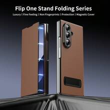 VIETAO Galaxy Z Fold 8 Ultra 7 6 5 4 多角度支架磁吸翻蓋折疊保護殼，高級商務人造皮革全包覆轉軸保護超薄殼 - 棕色 - 查看 2