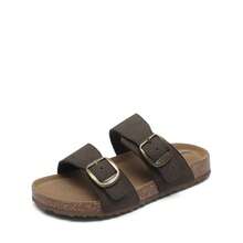 Girls Boys Slides For Kids Non-Slip With Adjustable Straps For Indoor & Outdoor Toddler Little Kid/Big Kid - 巧克力棕 - 查看 3