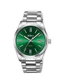 BIDEN 1pc Women's Watch Waterproof Night Light Date Women's Fashion Business Watch Stainless Steel Strap Quartz Women's Watch Women's Edition - Green - View 7