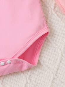 我们一起度过的第一个母亲节，卡通印花可爱婴儿连体衣 - 粉色 - 查看 4