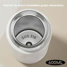 Termo de Acero Inoxidable de 800 ml con Taza y Correa, Botella Térmica para Agua Caliente y Fría, Ideal para Viajes y Deportes - Negro - Ver 4