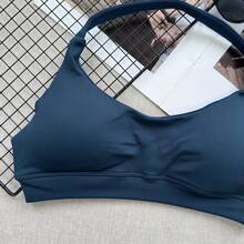 女士运动文胸 高强度吊带上衣 聚拢健身运动内衣 无缝健身上衣 瑜伽文胸 春季款 - 藏蓝色 - 查看 6