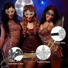 三件套性感迷人蕾丝眼罩，适用于角色扮演、化妆派对、成人和儿童派对半脸面具 - 彩色 - 查看 10