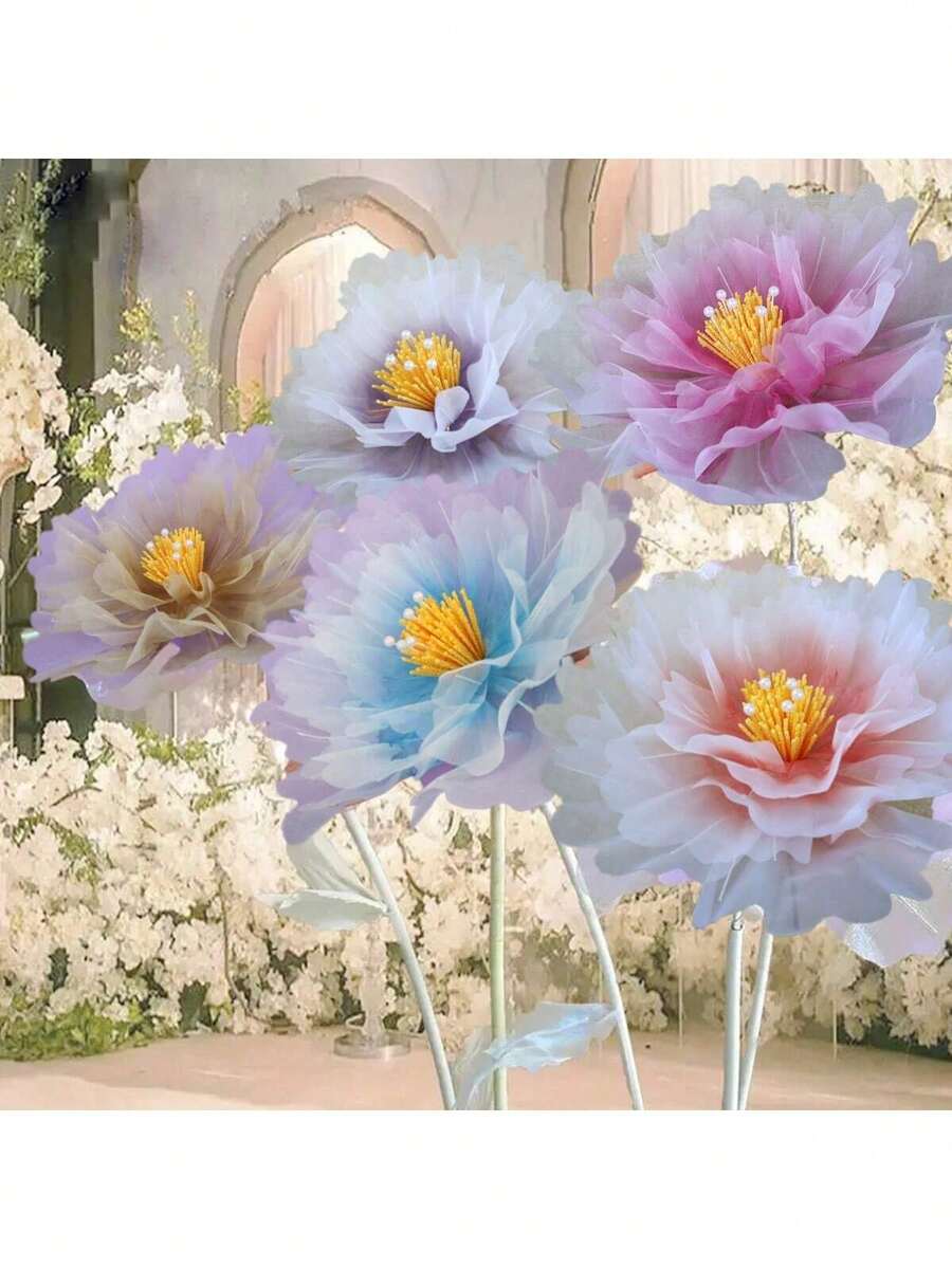 1pc 40cm Artificial Large Peony Flower Arch Decor, Party Wedding Photography Backdrop Prop, Handmade Art DIY Indoor Outdoor Wedding Decoration (Excluding Leaves And Stand) - Multicolor - View 1