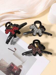 1个全镶钻马尾爪夹，马年节日可爱发饰，复古盘发美学发爪夏季沙滩发夹 - 彩色 - 查看 2