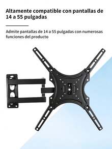 Soporte De Pared Para Tv, Soporte de TV de acero inoxidable para el hogar, retráctil, adecuado para televisores de 14 a 55 pulgadas (10"- 26"), Máxima 50 Kg/12Kg Máx. admite expansión de TV, admite configuraciones LCD, inclinación y extensión, para la mayoría de televisores y monitores de visualización plana. - Negro - Ver 3