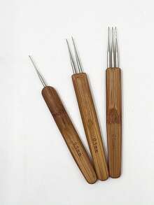 3pcs Braiding Crochet Hook Set - Professional Braiding Tools, 100% Natural Bamboo Handles, 0.5mm Single/Double/Triple Heads, 0.75mm Single/Double/Triple Heads - Dreadlocks Crochet Hook - View 6